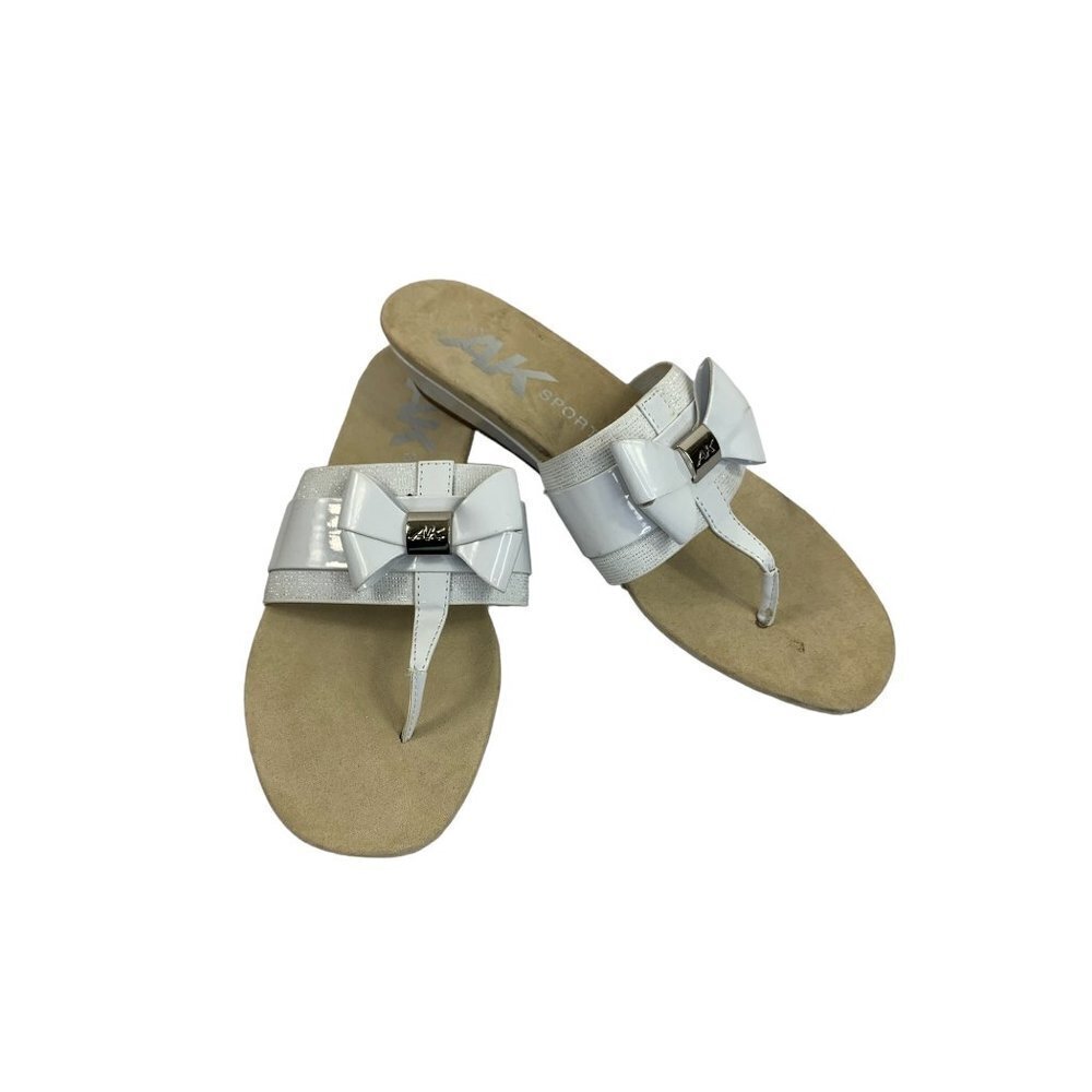 AK Sports Women's White Thong Sandals